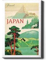 Walljar - Japan Landschap Vintage - Muurdecoratie - Canvas schilderij