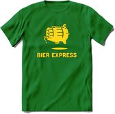 Bier Express T-Shirt | Unisex Kleding | Dames - Heren Feest shirt | Drank | Grappig Verjaardag Cadeau tekst | - Donker Groen - M
