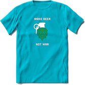 Make Beer Not War Bier T-Shirt | Unisex Kleding | Dames - Heren Feest shirt | Drank | Grappig Verjaardag Cadeau tekst | - Blauw - M