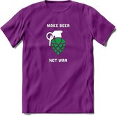 Make Beer Not War Bier T-Shirt | Unisex Kleding | Dames - Heren Feest shirt | Drank | Grappig Verjaardag Cadeau tekst | - Paars - L