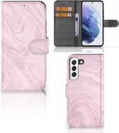 GSM Hoesje Geschikt voor Samsung Galaxy S22 Flip Case Marble Pink