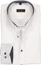 ETERNA slim fit performance overhemd - superstretch lyocell - wit (zwart-grijs dessin contrast) - Strijkvriendelijk - Boordmaat: 42