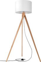 Trend24 Staande Lamp Legno 2 - E27 - Natuurlijk Hout / Wit