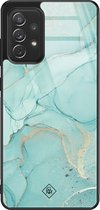 Casimoda® hoesje - Geschikt voor Samsung Galaxy A72 - Marmer mint groen - Luxe Hard Case Zwart - Backcover telefoonhoesje - Mint