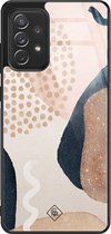 Casimoda® hoesje - Geschikt voor Samsung Galaxy A72 - Abstract Dots - Luxe Hard Case Zwart - Backcover telefoonhoesje - Bruin/beige