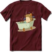 Badkuip kikker onderwater T-Shirt Grappig | Dieren reptiel Kleding Kado Heren / Dames | Animal Skateboard Cadeau shirt - Burgundy - L