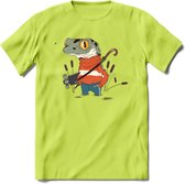 Casual kikker T-Shirt Grappig | Dieren reptiel Kleding Kado Heren / Dames | Animal Skateboard Cadeau shirt - Groen - M