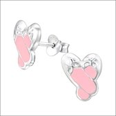Aramat jewels ® - Zilveren oorbellen balletschoentjes 925 zilver roze 9mm x 11mm