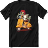 Casual scooter kikker T-Shirt Grappig | Dieren reptiel Kleding Kado Heren / Dames | Animal Skateboard Cadeau shirt - Zwart - XXL