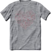 Hart - Valentijn T-Shirt | Grappig Valentijnsdag Cadeautje voor Hem en Haar | Dames - Heren - Unisex | Kleding Cadeau | - Donker Grijs - Gemaleerd - S