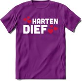 Harten Dief - Valentijn T-Shirt | Grappig Valentijnsdag Cadeautje voor Hem en Haar | Dames - Heren - Unisex | Kleding Cadeau | - Paars - XL