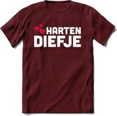 Harten Diefje - Valentijn T-Shirt | Grappig Valentijnsdag Cadeautje voor Hem en Haar | Dames - Heren - Unisex | Kleding Cadeau | - Burgundy - L