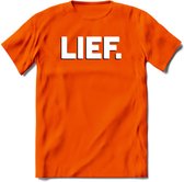 Lief - Valentijn T-Shirt | Grappig Valentijnsdag Cadeautje voor Hem en Haar | Dames - Heren - Unisex | Kleding Cadeau | - Oranje - L