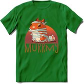 Kat murrmy T-Shirt Grappig | Dieren katten halloween Kleding Kado Heren / Dames | Animal Skateboard Cadeau shirt - Donker Groen - XXL