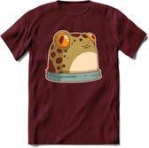 Kikkker vriend T-Shirt Grappig | Dieren reptielen Kleding Kado Heren / Dames | Animal Skateboard Cadeau shirt - Burgundy - M