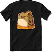 Blije kikker T-Shirt Grappig | Dieren reptielen Kleding Kado Heren / Dames | Animal Skateboard Cadeau shirt - Zwart - M