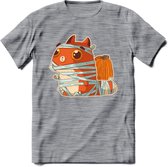 Mummy kat T-Shirt Grappig | Dieren katten halloween Kleding Kado Heren / Dames | Animal Skateboard Cadeau shirt - Donker Grijs - Gemaleerd - S