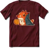 Graaf Dracula kat T-Shirt Grappig | Dieren katten halloween Kleding Kado Heren / Dames | Animal Skateboard Cadeau shirt - Burgundy - M