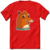 Lachende vos T-Shirt Grappig | Dieren honden Kleding Kado Heren / Dames | Animal Skateboard Cadeau shirt - Rood - XXL