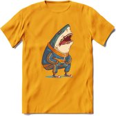 Casual haai T-Shirt Grappig | Dieren vissen Kleding Kado Heren / Dames | Animal Skateboard Cadeau shirt - Geel - M