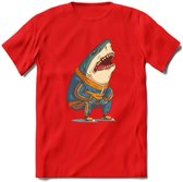 Casual haai T-Shirt Grappig | Dieren vissen Kleding Kado Heren / Dames | Animal Skateboard Cadeau shirt - Rood - S