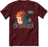 Graaf catracula T-Shirt Grappig | Dieren katten halloween Kleding Kado Heren / Dames | Animal Skateboard Cadeau shirt - Burgundy - M