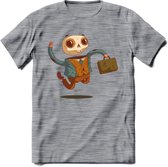 Casual skelet T-Shirt Grappig | Dieren halloween Kleding Kado Heren / Dames | Animal Skateboard Cadeau shirt - Donker Grijs - Gemaleerd - XXL