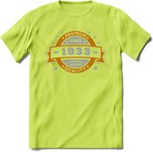 Premium Since 1933 T-Shirt | Goud - Zilver | Grappig Verjaardag Kleding Cadeau Shirt | Dames - Heren - Unisex Tshirt | - Groen - XXL