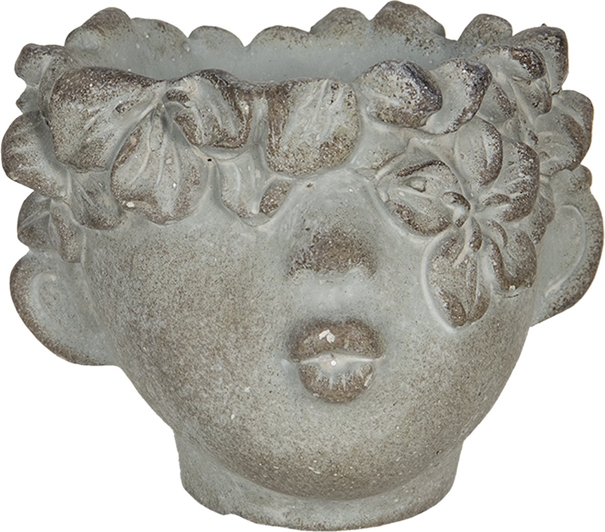 Bloempot voor Binnen – Grijs – Rustieke Pot – 12x10x9 cm – Steen – Vrouwenmotief