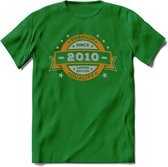 Premium Since 2010 T-Shirt | Goud - Zilver | Grappig Verjaardag Kleding Cadeau Shirt | Dames - Heren - Unisex Tshirt | - Donker Groen - L