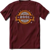 Premium Since 2001 T-Shirt | Goud - Zilver | Grappig Verjaardag Kleding Cadeau Shirt | Dames - Heren - Unisex Tshirt | - Burgundy - L