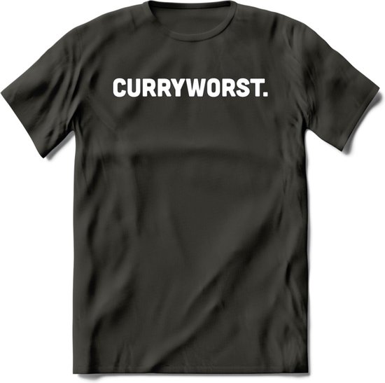 Curryworst - Snack T-Shirt | Grappig Verjaardag Kleding Cadeau | Eten En Snoep Shirt | Dames - Heren - Unisex Tshirt | - Donker Grijs - XL