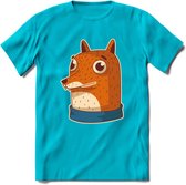 Casual vos T-Shirt Grappig | Dieren Kleding Kado Heren / Dames | Animal Skateboard Cadeau shirt - Blauw - XXL