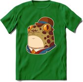 Fancy frog T-Shirt Grappig | Dieren rijke kikker Kleding Kado Heren / Dames | Animal Skateboard Cadeau shirt - Donker Groen - 3XL