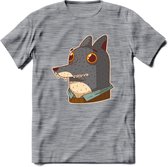 Casual wolf T-Shirt Grappig | Dieren Kleding Kado Heren / Dames | Animal Skateboard Cadeau shirt - Donker Grijs - Gemaleerd - M