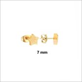 Aramat jewels ® - Oorbellen- zweerknopjes-ster-chirurgisch staal-sandblasted-goudkleurig-7mm