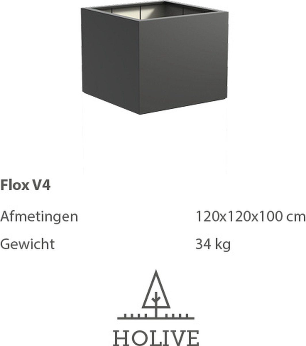 Polyester Flox V4 Vierkant 120x120x100 cm. Plantenbak
