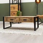 HUUS Salontafel Britt - Mangohout salontafel voor binnen - Bijzettafel - Met lades: 120x60x45 cm - Eenvoudig te monteren - Duurzaam