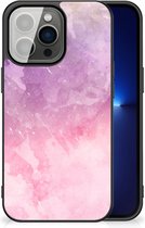 Silicone Back Cover iPhone 13 Pro Telefoonhoesje met Zwarte rand Pink Purple Paint