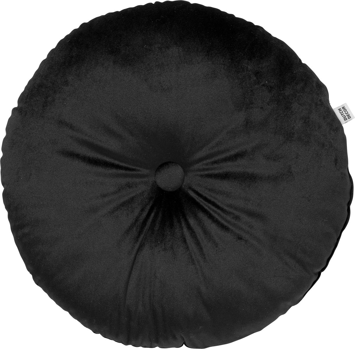 Dutch Decor OLLY - sierkussen Ø38 cm - rond velvet - Raven - zwart