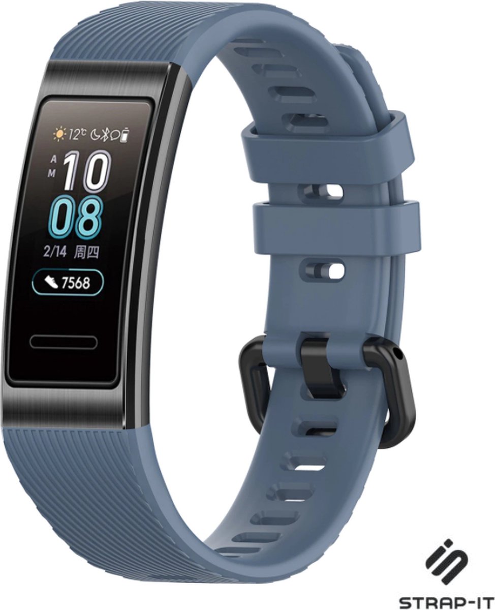 Siliconen Smartwatch bandje - Geschikt voor Huawei Band 3 / 4 Pro silicone band - grijsblauw - Strap-it Horlogeband / Polsband / Armband