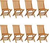 Decoways - Tuinstoelen 8 st met crèmewitte kussens massief teakhout