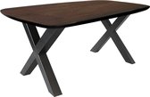 Bootmodel tafel met facetrand donkerbruin - x-poot onderstel