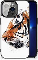 Telefoonhoesje iPhone 13 Pro Silicone Case met Zwarte rand Tiger