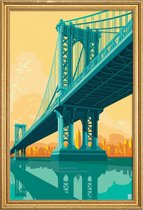 JUNIQE - Poster met houten lijst Manhattan Bridge New York City -30x45
