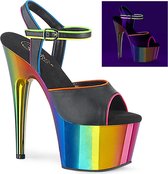 Pleaser Sandaal met enkelband, Paaldans schoenen -45 Shoes- ADORE-709RC-02 Paaldans schoenen Multicolours/Zwart