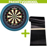 Winmau Blade 6 + Rubberen Dartmat 90*300 incl oche + Dartbordverlichting Basic (Aqua)