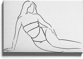 Walljar - Woman Lying - Muurdecoratie - Canvas schilderij