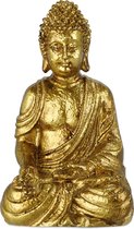 Relaxdays Boeddha beeld goud - 40 cm - Buddha tuinbeeld - winterhard - kunststeen - buiten