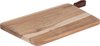 Houten snijplank/serveerplank met leren hengsel 30 cm - Snijplanken/serveerplanken/broodplanken van hout